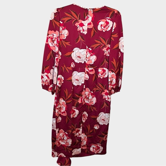 ELIZA J Raspberry Floral Dress with Ruffle Detail Size 8 Cocktail Party - Picture 3 of 6